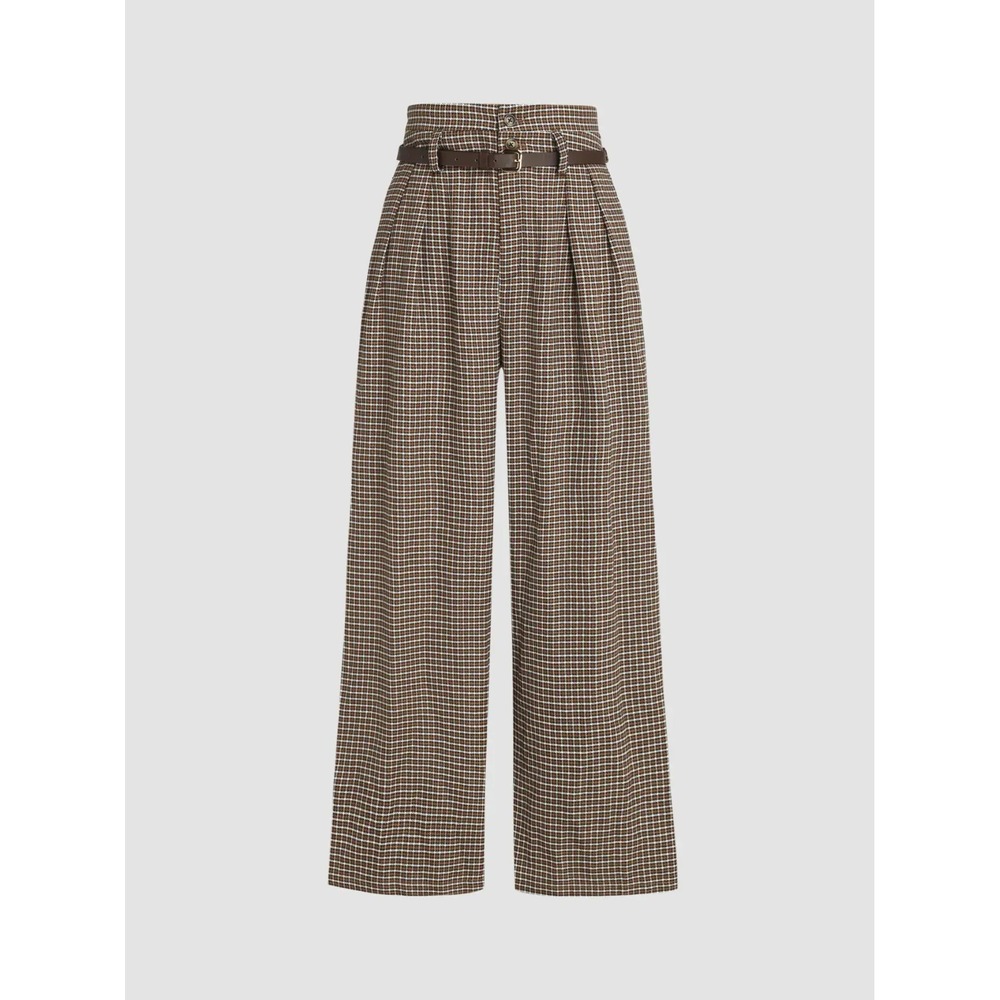 Cider Brown Houndstooth Wide Leg High-Rise Trouser Womens Size XL Dress Pants